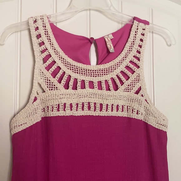Magenta Crochet Detail Dress - Picture 3 of 7